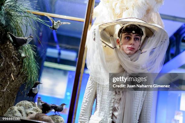 Model is seen backstage before the Palomo Spain fashion show during the Mercedes-Benz Fashion Week Madrid Spring/Summer 2019 at Museo Nacional de...