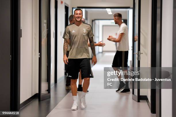 Federico Bernardeschi attends a Juventus training session at Juventus Training Center on July 9, 2018 in Turin, Italy.