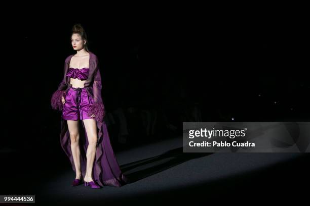 Model walks the runway at the Malne show during the Mercedes-Benz Fashion Week Madrid Spring/Summer 2019 at IFEMA on July 9, 2018 in Madrid, Spain.