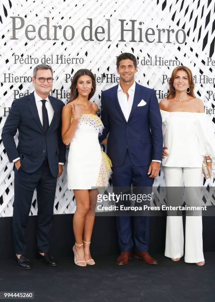 Fernando Verdasco and Ana Boyer attend the Pedro del Hierro show at Mercedes Benz Fashion Week Madrid Spring/ Summer 2019 on July 8, 2018 in Madrid,...