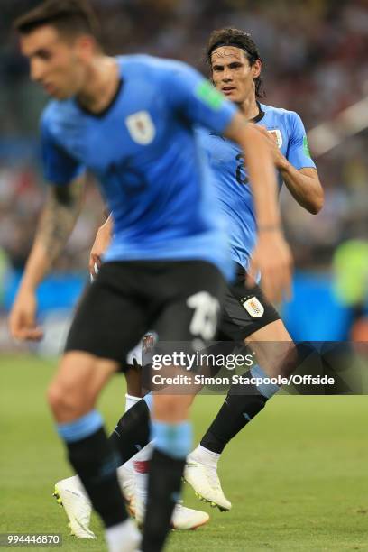 Edinson Cavani of Uruguay looks on during the 2018 FIFA World Cup Russia Round of 16 match between Uruguay and Portugal at the Fisht Stadium on June...