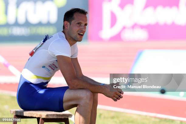 Renaud Lavillenie competes in the pole vault competition during the French National Championships 2018 of athletics on July 8, 2018 in Albi, France.