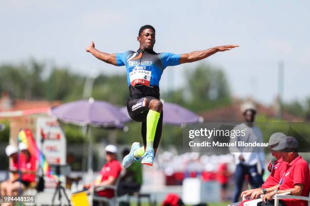 Jean Pierre Bertrand competes in the long jump competition during the French National Championships 2018 of athletics on July 8, 2018 in Albi, France.