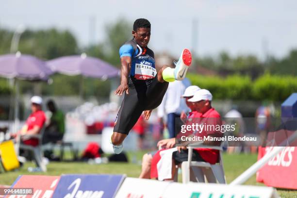 Jean Pierre Bertrand competes in the long jump competition during the French National Championships 2018 of athletics on July 8, 2018 in Albi, France.