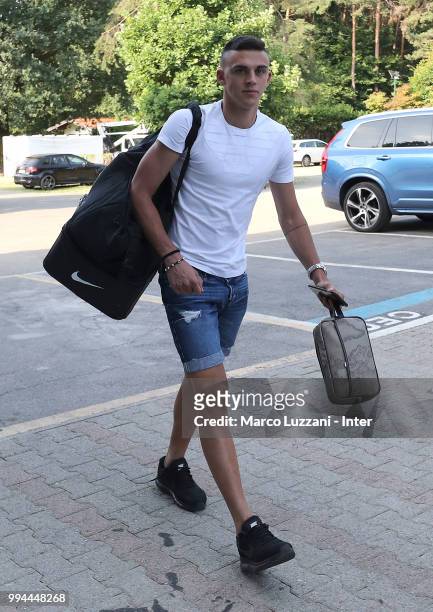 Gabriele Zappa of FC Internazionale arrives at the club's training ground Suning Training Center in memory of Angelo Moratti on July 9, 2018 in Como,...