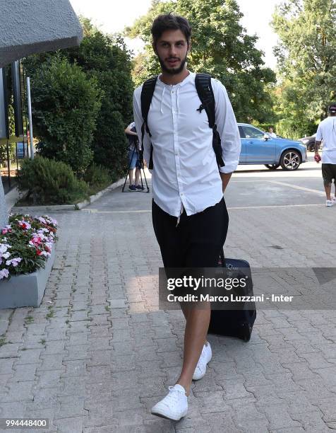 Andrea Ranocchia of FC Internazionale arrives at the club's training ground Suning Training Center in memory of Angelo Moratti on July 9, 2018 in...
