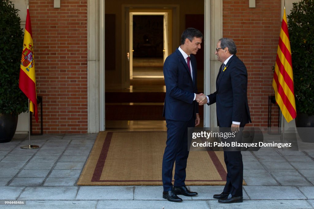 Spanish Prime Minister and Catalan President Meet At Moncloa Palace