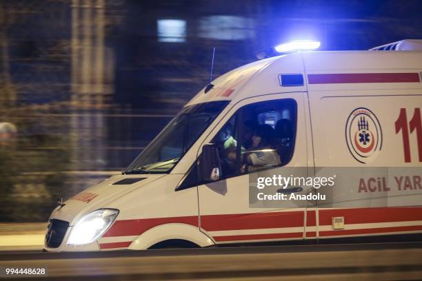 Birgul Kuyucuoglu, the only woman ambulance driver of Istanbul 112 Emergency Service station is seen inside of an ambulance in Istanbul, Turkey on...