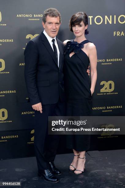 Antonio Banderas and Paz Vega attend 20 years of Antonio Banderas's fragances party on July 7, 2018 in Marbella, Spain.