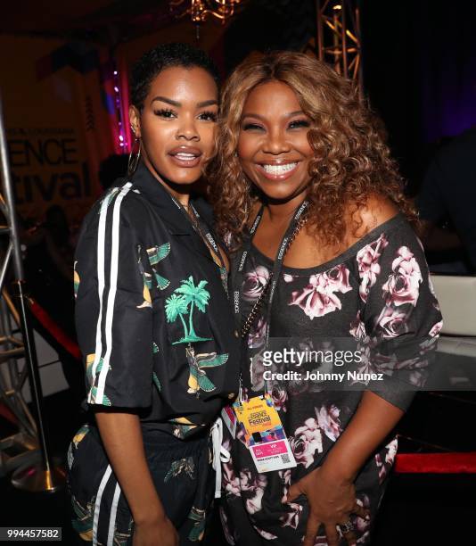 Teyana Taylor and Mona Scott-Young attend the 2018 Essence Festival - Day 3 on July 8, 2018 in New Orleans, Louisiana.