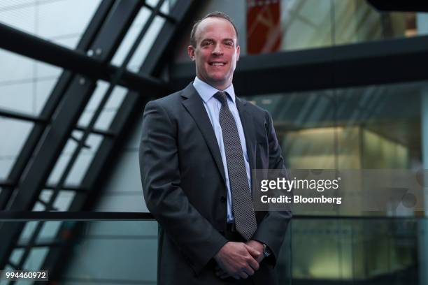Dominic Raab, Conservative Party candidate for Esher and Walton, gestures while speaking during a Bloomberg Television interview in London, U.K., on...