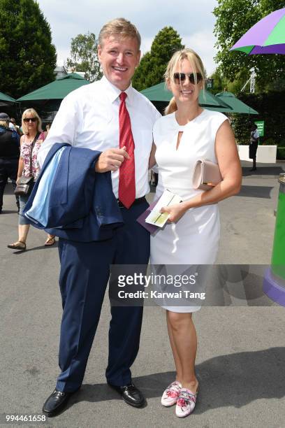 Ernie Els and Liezl Els attend day seven of the Wimbledon Tennis Championships at the All England Lawn Tennis and Croquet Club on July 9, 2018 in...