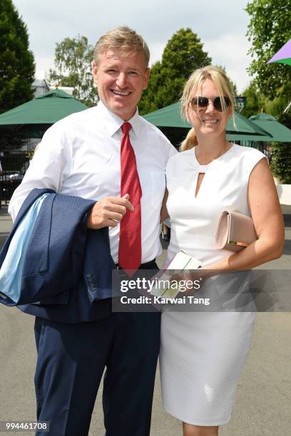 Ernie Els and Liezl Els attend day seven of the Wimbledon Tennis Championships at the All England Lawn Tennis and Croquet Club on July 9, 2018 in...