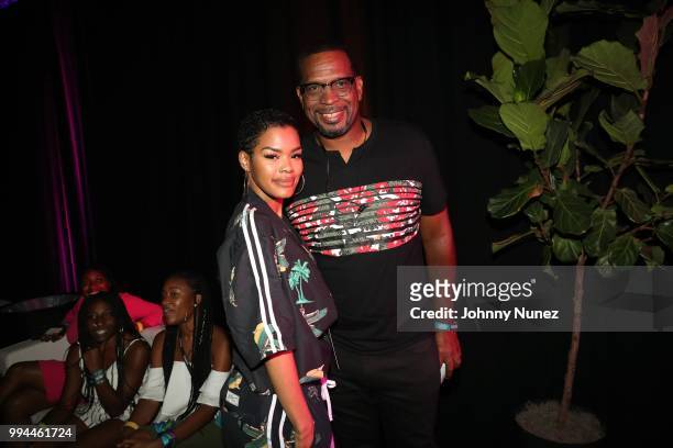 Teyana Taylor and Luther Campbell attend the 2018 Essence Festival - Day 3 on July 8, 2018 in New Orleans, Louisiana.