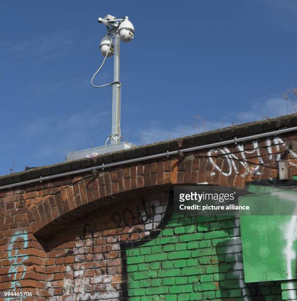 New mobile police CCTV cameras in the RAW centre in Berlin, Germany, 21 September 2017. Police and politicians presented the new units to...