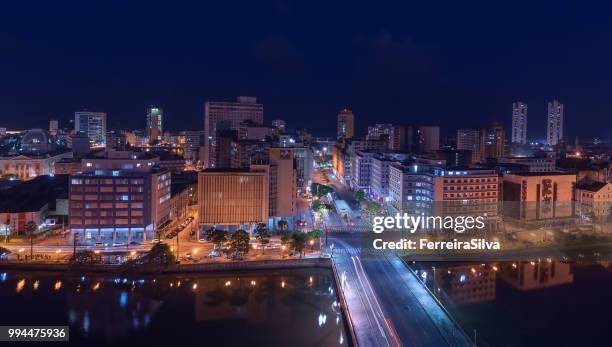 recife city at night - recife skyline imagens e fotografias de stock