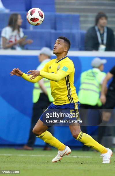 Martin Olsson of Sweden during the 2018 FIFA World Cup Russia Quarter Final match between Sweden and England at Samara Arena on July 7, 2018 in...