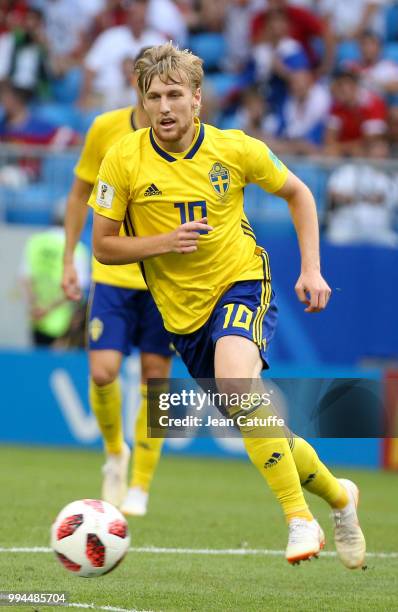 Emil Forsberg of Sweden during the 2018 FIFA World Cup Russia Quarter Final match between Sweden and England at Samara Arena on July 7, 2018 in...