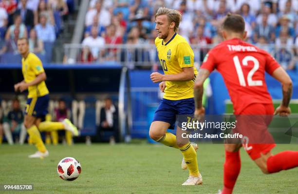 Emil Forsberg of Sweden during the 2018 FIFA World Cup Russia Quarter Final match between Sweden and England at Samara Arena on July 7, 2018 in...