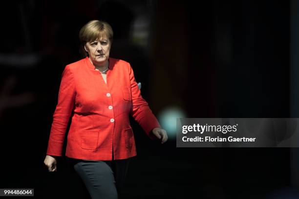 German Chancellor Angela Merkel is pictured on July 09, 2018 in Berlin, Germany.