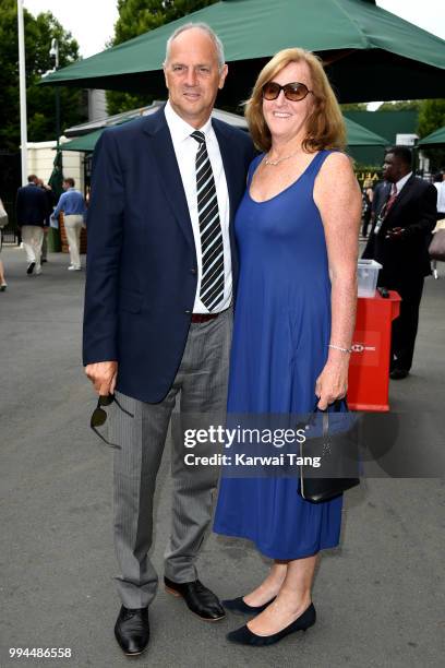 Steven Redgrave and Ann Redgrave attend day seven of the Wimbledon Tennis Championships at the All England Lawn Tennis and Croquet Club on July 9,...