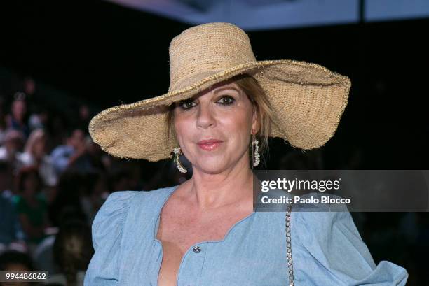 Belinda Washington attends the Andres Sarda fashion show at Mercedes Benz Fashion Week Madrid Spring/ Summer 2019 on July 9, 2018 in Madrid, Spain.
