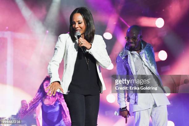 Lyte and Teddy Riley perform onstage during the 2018 Essence Festival at the Mercedes-Benz Superdome on July 8, 2018 in New Orleans, Louisiana.