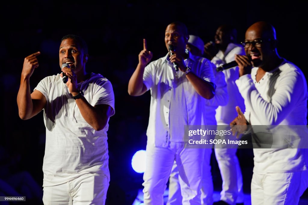American Grammy Awarded band, Take 6 performs during the...