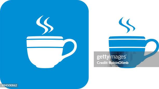blue retro coffee cup icons - robinolimb stock illustrations