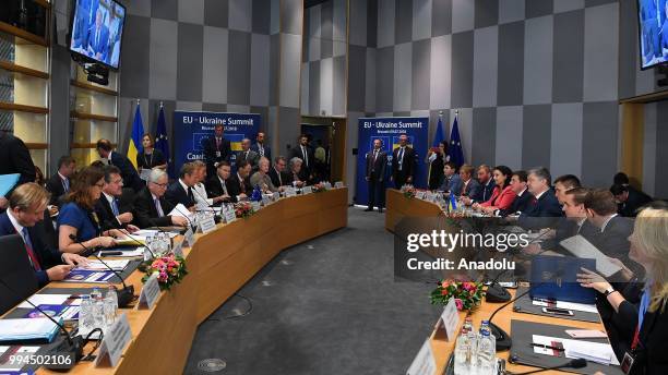 President of Ukraine Petro Poroshenko , European Council President Donald Tusk , President of the European Commission Jean-Claude Juncker and High...