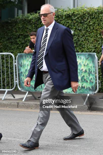 Sir Steve Redgrave and Ann Redgrave seen arriving at Wimbledon Day 7 on July 9, 2018 in London, England.