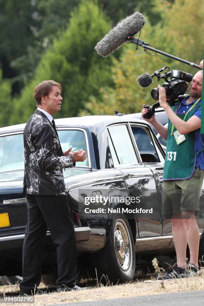 Sir Cliff Richard seen arriving at Wimbledon Day 7 on July 9, 2018 in London, England.