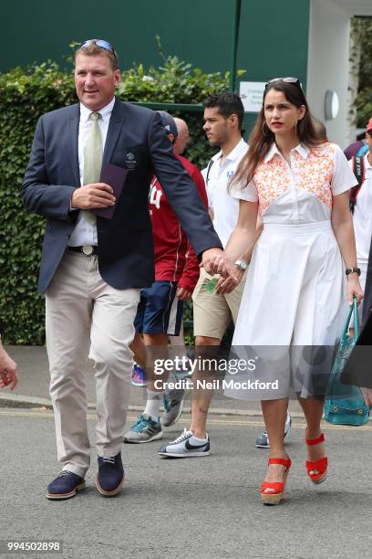 Sir Matthew Pinsent seen arriving at Wimbledon Day 7 on July 9, 2018 in London, England.