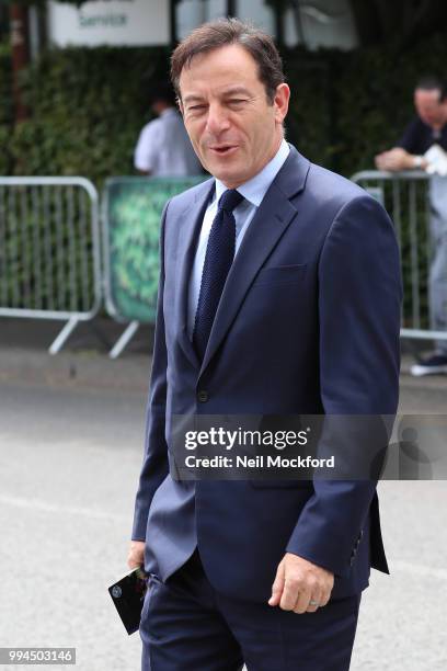 Jason Isaacs seen arriving at Wimbledon Day 7 on July 9, 2018 in London, England.