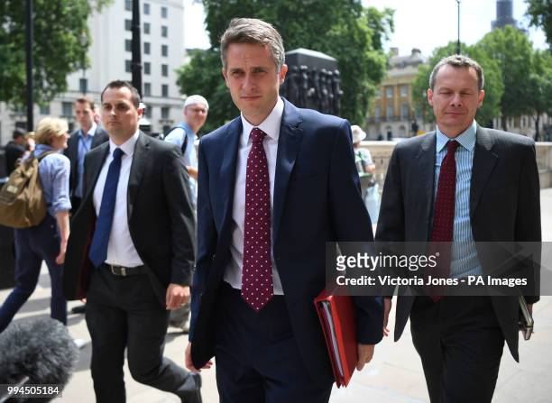 Defence Secretary Gavin Williamson arrives at the Cabinet Office in Whitehall, central London, for a Cobra meeting after mother-of-three Dawn...