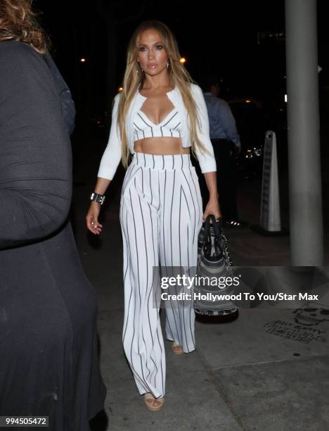 Jennifer Lopez is seen on July 8, 2018 in Los Angeles, California.