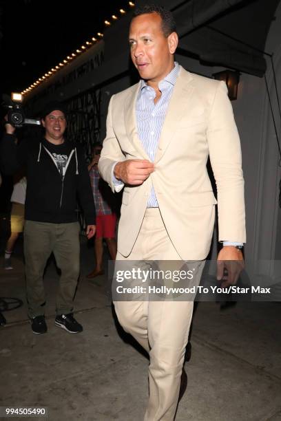 Alex Rodriguez isseen on July 8, 2018 in Los Angeles, California.