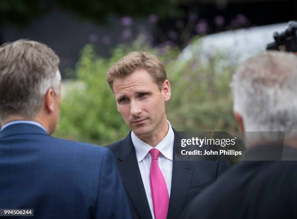 Member of Parliament for Croydon South Chris Philp speaks to members of the press on Abingdon Green on July 9, 2018 in London, England. Last night...