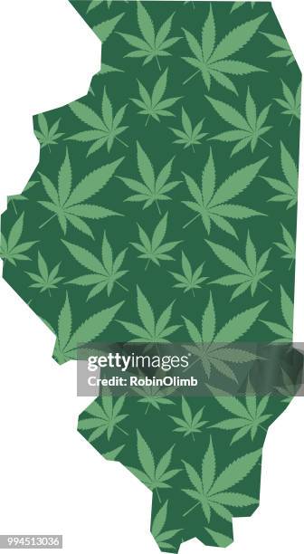 illinois marijuana leaves pattern - robinolimb stock illustrations