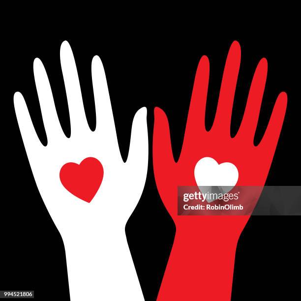 red and white heart hands - robinolimb stock illustrations