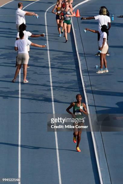 Caroline Kurgat of the University of Alaska Anchorage wins the 5000 meter run during the Division II Men's and Women's Outdoor Track and Field...