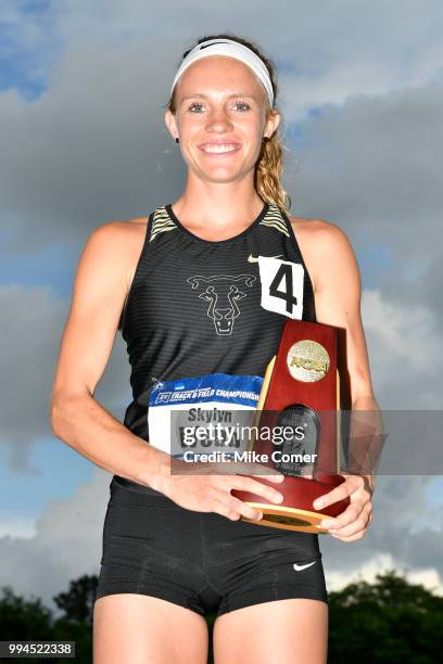 Skylyn Webb of the University of Colorado Colorado Springs celebrates during the Division II Men's and Women's Outdoor Track and Field Championships...