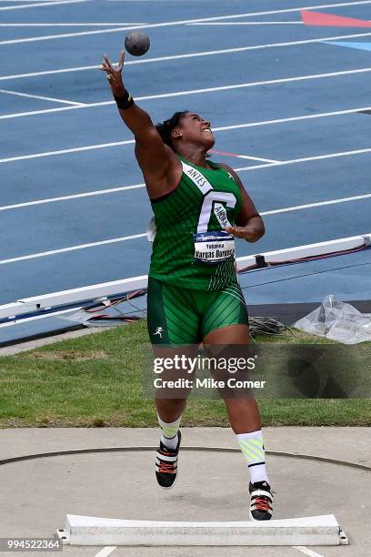 Yohanna Vargas Burgos of the University of Puerto Rico Mayaguez competes in the shot put during the Division II Men's and Women's Outdoor Track and...