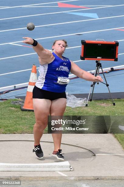 Mackenzie Crowder of the University of Nebraska Kearney competes in the shot put during the Division II Men's and Women's Outdoor Track and Field...