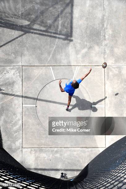 An athlete throws the shot put during the Division II Men's and Women's Outdoor Track and Field Championships held at the Irwin Belk Complex on May...