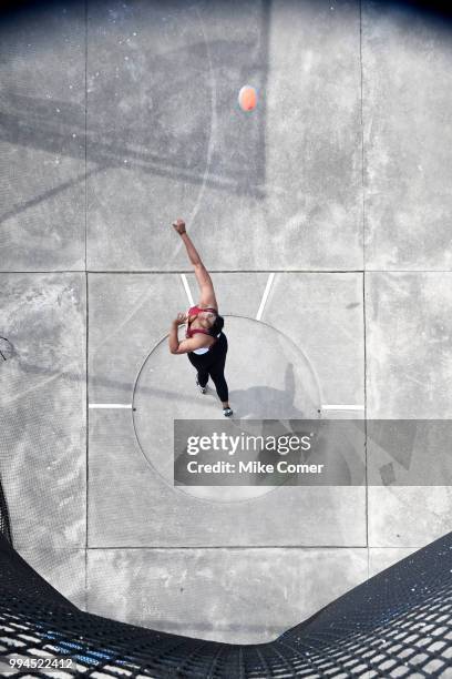 An athlete throws the shot put during the Division II Men's and Women's Outdoor Track and Field Championships held at the Irwin Belk Complex on May...