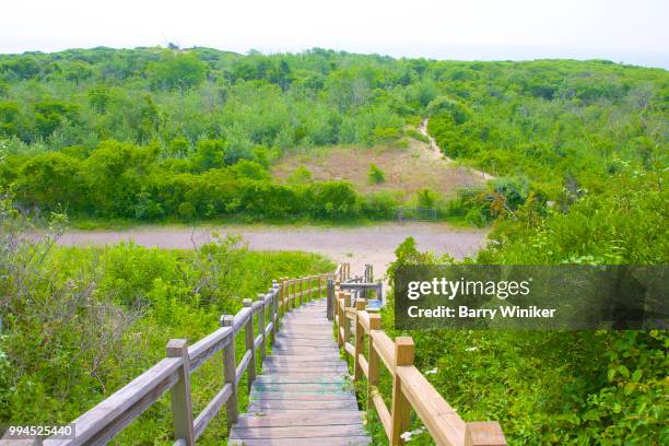 view from top of battery harris east at ft. tilden on rockaway peninsula, nyc - barry wood stock-fotos und bilder