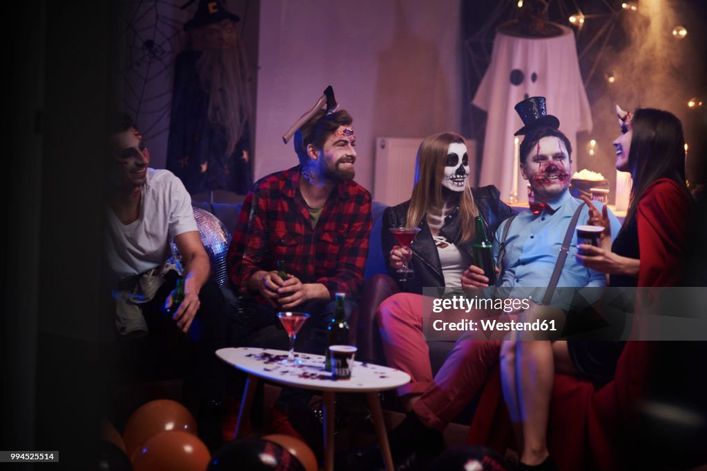 Group of friends celebrating Halloween