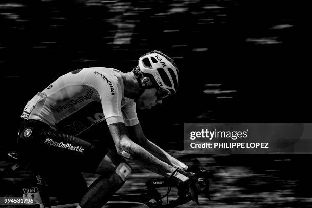 Great Britain's Christopher Froome rides during the second stage of the 105th edition of the Tour de France cycling race between...