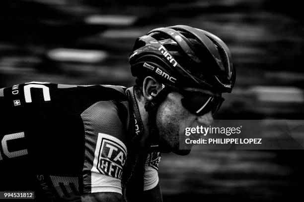 Australia's Richie Porte rides during the second stage of the 105th edition of the Tour de France cycling race between Mouilleron-Saint-Germain and...